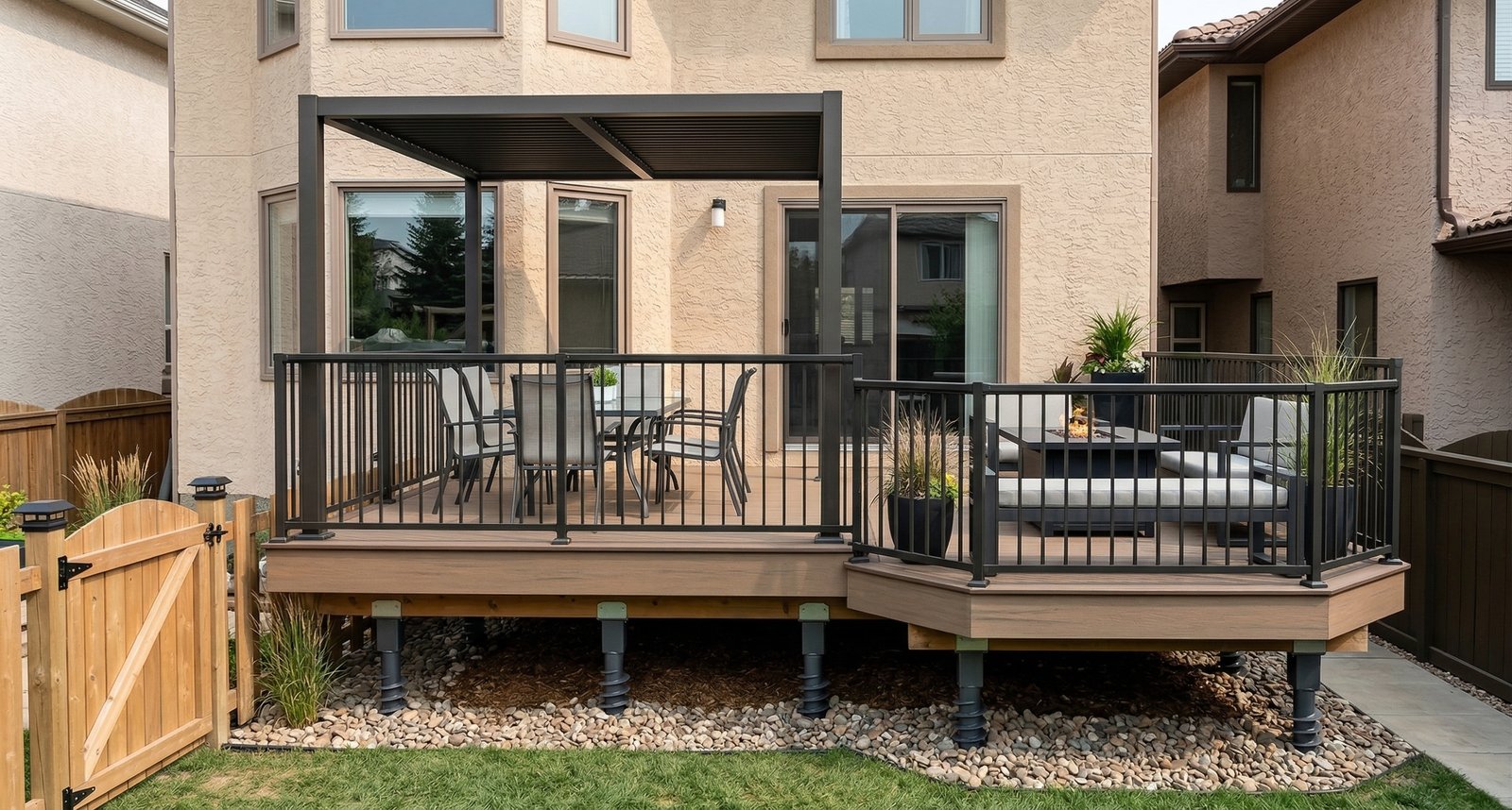 Completed composite deck on helical pile foundation