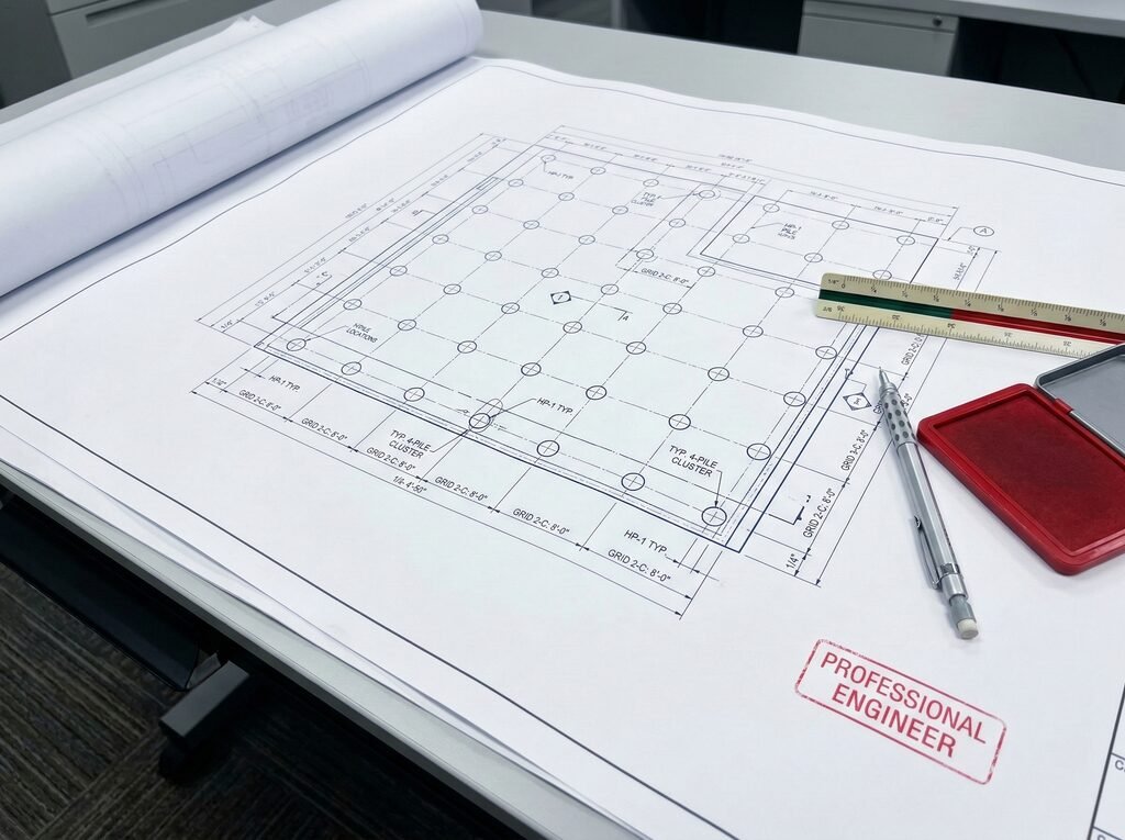 Professional engineering drawings with P.Eng stamp